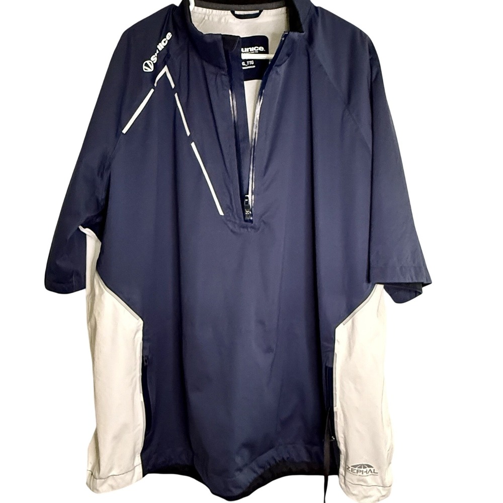 Sunice Navy Men's Golf Athletic Short Sleeve Windbreaker Jacket Blue‎ White  XXL